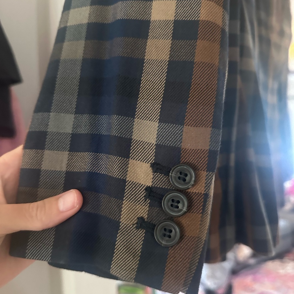 The Limited Navy and Brown Plaid Blazer - Picture 4 of 8